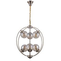 Люстра подвесная Serrano OML-94513-06 Omnilux прозрачная на 6 ламп, основание бронзовое в стиле современный шар