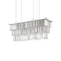 Люстра хрустальная MARTINEZ SP6 CROMO Ideal Lux прозрачная на 6 ламп, основание хром в стиле классический 