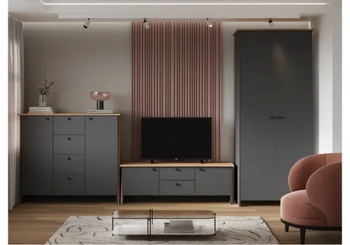 Тумба Теодора графит / крафт золотой 587603 Woodville столешница коричневая из фото 2