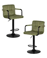Стул барный набор 2 шт. SET-2 5011_BlackBase-LM KRUGER ARM BLACK, цвет сиденья зеленый вельвет (LAR-E2041-7), цвет основания черный Dobrin, /экокожа, ножки/металл/чёрный, размеры - 920*1130***510*490 Стул барный набор 2 шт. SET-2 5011_BlackBase-LM KRUGER ARM BLACK, цвет сиденья зеленый вельвет (LAR-E2041-7), цвет основания черный Dobrin, /экокожа, ножки/металл/чёрный, размеры - 920*1130***510*490