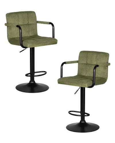 Стул барный набор 2 шт. SET-2 5011_BlackBase-LM KRUGER ARM BLACK, цвет сиденья зеленый вельвет (LAR-E2041-7), цвет основания черный Dobrin, /экокожа, ножки/металл/чёрный, размеры - 920*1130***510*490 Стул барный набор 2 шт. SET-2 5011_BlackBase-LM KRUGER ARM BLACK, цвет сиденья зеленый вельвет (LAR-E2041-7), цвет основания черный Dobrin, /экокожа, ножки/металл/чёрный, размеры - 920*1130***510*490