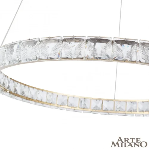 Люстра подвесная LED с пультом AM-Venezia 311311/D800 GD Arte Milano прозрачная на 1 лампу, основание золотое в стиле современный кольца с пультом фото 6