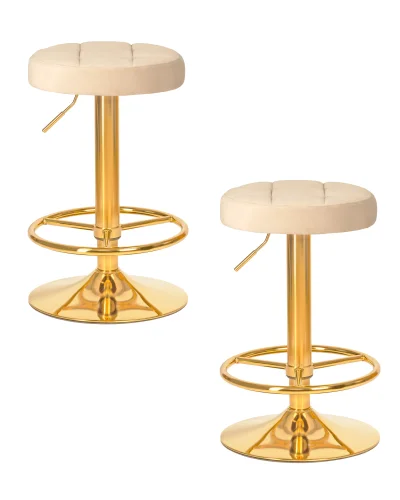 Табурет барный набор 2 шт. SET-2 5008_GoldBase-LM BRUNO GOLD, цвет сиденья бежевый велюр (MJ9-10), цвет основания золото Dobrin, /велюр, ножки/металл/золотой, размеры - 610*830***360*360 Табурет барный набор 2 шт. SET-2 5008_GoldBase-LM BRUNO GOLD, цвет сиденья бежевый велюр (MJ9-10), цвет основания золото Dobrin, /велюр, ножки/металл/золотой, размеры - 610*830***360*360