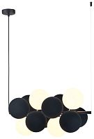 Светильник подвесной Berta WE237.12.023 Wertmark белый чёрный 4 лампы, основание чёрное в стиле модерн молекула шар
