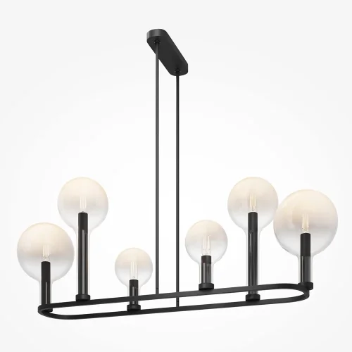 Люстра на штанге Status MOD333PL-06B1 Maytoni белая на 6 ламп, основание чёрное в стиле современный американский шар