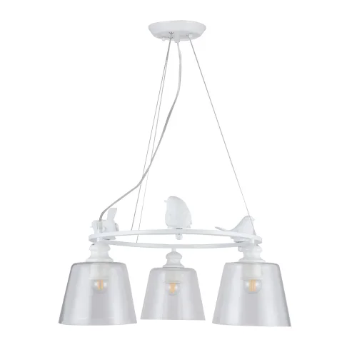 Люстра подвесная Passero A4289LM-3WH Arte Lamp прозрачная на 3 лампы, основание белое в стиле классика прованс птички