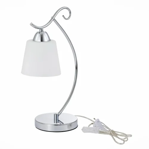 Настольная лампа Liada SLE103904-01 Evoluce белая 1 лампа, основание хром металл в стиле современный  фото 2