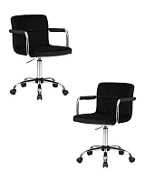 Офисное кресло набор 2 шт. SET-2 9400-LM TERRY, цвет сиденья черный велюр (MJ9-101), цвет основания хромированная сталь Dobrin, /велюр, ножки/металл/хром, размеры - 810*950***580*580