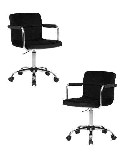 Офисное кресло набор 2 шт. SET-2 9400-LM TERRY, цвет сиденья черный велюр (MJ9-101), цвет основания хромированная сталь Dobrin, /велюр, ножки/металл/хром, размеры - 810*950***580*580