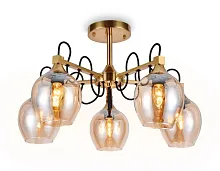 Люстра потолочная TR9061 Ambrella light янтарная на 5 ламп, основание бронзовое в стиле современный лофт 
