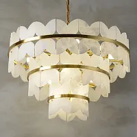 Люстра подвесная IOANNA D80 219576-23 ImperiumLoft белая на 18 ламп, основание латунь в стиле современный Люстра подвесная IOANNA D80 219576-23 ImperiumLoft белая на 18 ламп, основание латунь в стиле современный