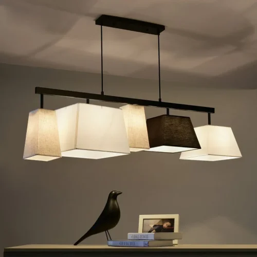 Светильник подвесной Parecchi Black L117 Square section 102006-26 ImperiumLoft белый бежевый на 5 ламп, основание чёрное в стиле современный фото 7