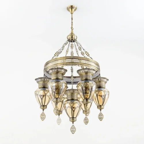 Люстра подвесная Каир CL419263 Citilux янтарная на 7 ламп, основание бронзовое в стиле восточный  фото 5