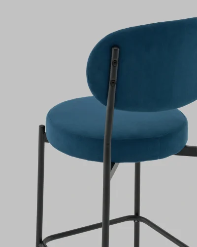 Стул Полубарный Бриф DD велюр синий УТ000041516 Stool Group, синий/велюр, ножки/сталь/чёрный, размеры - ***** фото 7
