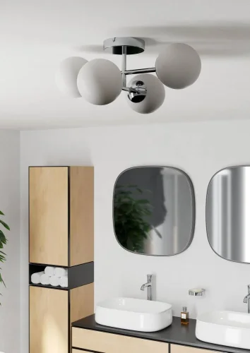 Светильник потолочный Castrovido 902098 Eglo белый на 4 лампы, основание хром в стиле современный шар фото 3