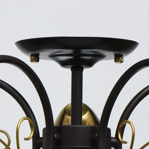 Люстра потолочная Моника 372014205 DeMarkt бежевая янтарная на 5 ламп, основание коричневое в стиле классический  фото 9
