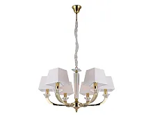 Люстра подвесная 11406/C gold Newport белая на 6 ламп, основание прозрачное в стиле классика модерн американский 