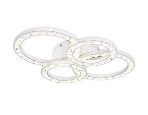 Люстра потолочная LED с пультом FA163 Ambrella light белая на 4 лампы, основание белое в стиле хай-тек с пультом кольца фото 2
