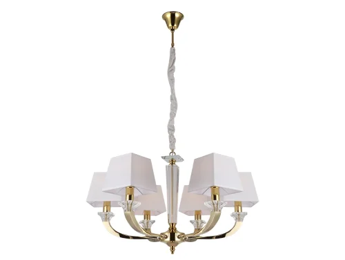 Люстра подвесная 11406/C gold Newport белая на 6 ламп, основание прозрачное в стиле американский современный классический 