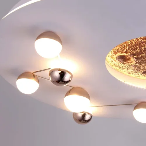 Люстра потолочная LED Plaides 4630-5C Favourite белая золотая на 1 лампу, основание белое в стиле современный фото 3