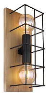 Бра Merril 15530-2W Globo чёрный 2 лампы, основание коричневое в стиле кантри лофт 
