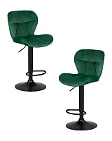 Стул барный набор 2 шт. SET-2 5022_BlackBase-LM BARNY BLACK, цвет сиденья зеленый велюр (MJ9-88), цвет основания черный Dobrin, /велюр, ножки/металл/чёрный, размеры - 890*1100***460*540