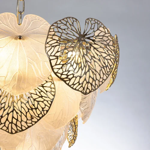 Люстра подвесная Kapri A4078LM-12GO Arte Lamp прозрачная на 12 ламп, основание золотое в стиле современный флористика  фото 3