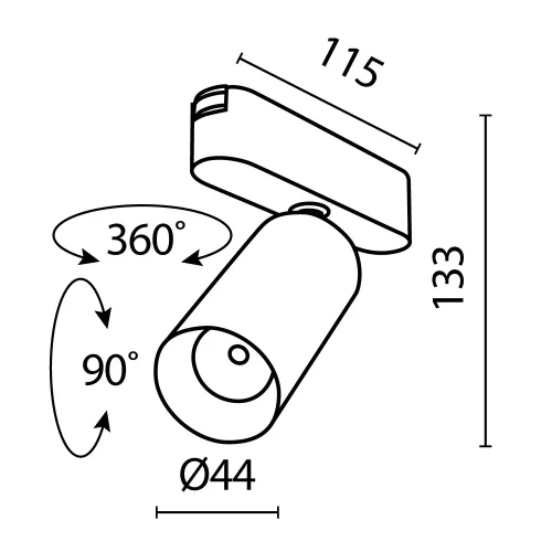 Трековый светильник магнитный LED Magnetic track system Radity TR103-1-12W3K-M-B Maytoni чёрный для шинопроводов серии Magnetic track system Radity чёрный фото 8