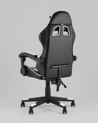 Кресло спортивное TopChairs Shadow, черно-белый УТ000039461 Stool Group, чёрный/экокожа, ножки/полимер/чёрный, размеры - 1250*1350***490*470 фото 7