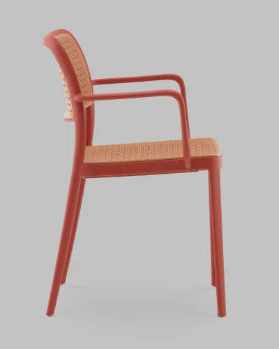 Стул Yona, пластиковый, с подлокотниками, красный УТ000040844 Stool Group, коричневый/пластик, ножки/металл/красный, размеры - *810**** фото 3