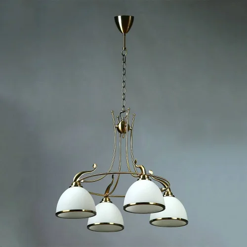 Люстра подвесная MA02401CA/004 Bronze Ambiente by Brizzi белая на 4 лампы, основание бронзовое в стиле современный 