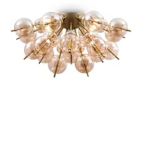Люстра потолочная Bolla MOD133CL-04BS Maytoni янтарная на 4 лампы, основание латунь в стиле модерн шар молекула
