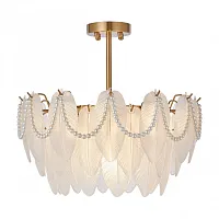 Люстра на штанге AM-Rim 315008/D500 BS Arte Milano белая на 6 ламп, основание латунь в стиле современный 