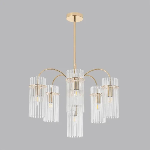 Люстра на штанге Opulenta 8413/6 Lumion прозрачная на 6 ламп, основание золотое в стиле классический фото 3