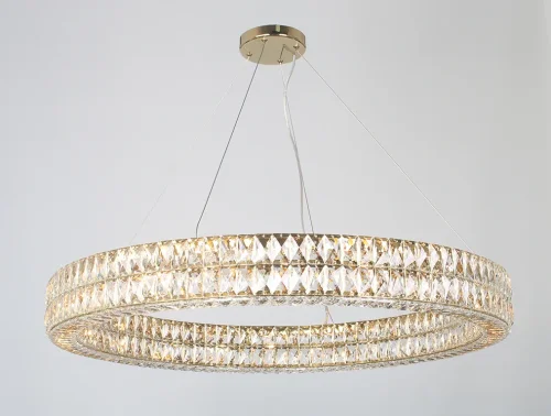 Люстра подвесная 10124+18/S gold Newport прозрачная на 22 лампы, основание золотое в стиле современный 