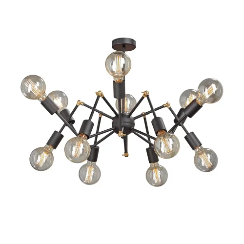 Люстра потолочная V4897-1/12PL Vitaluce без плафона на 12 ламп, основание чёрное в стиле лофт фото 2