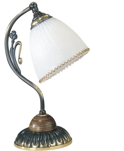 Настольная лампа P 3800 Reccagni Angelo белая 1 лампа, основание бронзовое коричневое латунь дерево металл в стиле классический  фото 2