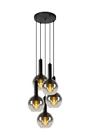 Светильник подвесной Marius 45402/15/30 Lucide чёрный серый 5 ламп, основание чёрное в стиле современный каскад