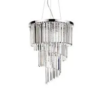 Люстра хрустальная CARLTON SP12 CROMO Ideal Lux прозрачная на 12 ламп, основание хром в стиле классический 