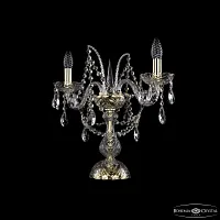 Настольная лампа 1411L/2/141-39 G Bohemia Ivele Crystal без плафона 2 лампы, основание золотое металл хрусталь в стиле классический sp