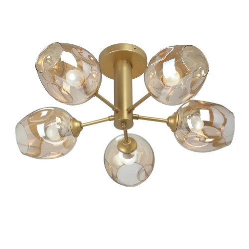 Люстра потолочная V3956-8/5PL Vitaluce бежевая на 5 ламп, основание золотое в стиле арт-деко шар фото 3