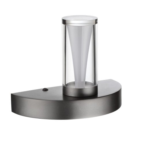 Бра с выключателем LED Defance 7143/5WL Odeon Light прозрачный на 1 лампу, основание чёрное серое в стиле современный классический Бра с выключателем LED Defance 7143/5WL Odeon Light прозрачный на 1 лампу, основание чёрное серое в стиле современный классический