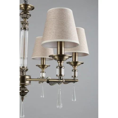 Люстра подвесная Rivoli OML-64213-06 Omnilux бежевая на 6 ламп, основание античное бронза в стиле классический фото 8