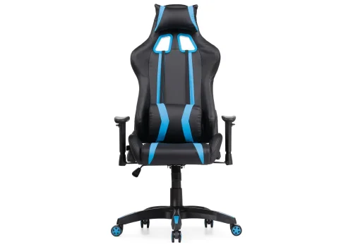 Компьютерное кресло Blok light blue / black 15137 Woodville, чёрный голубой/искусственная кожа, ножки/пластик/чёрный, размеры - *1340***670*540 фото 3