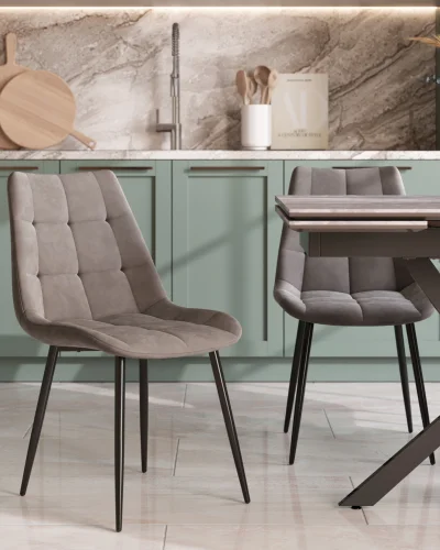 Стул Флекс New, велюр светло-серый УТ000039290 Stool Group, серый/велюр, ножки/металл/чёрный, размеры - *830**** фото 2