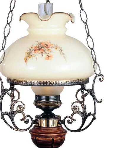 Светильник подвесной L 2400 G Reccagni Angelo бежевый 1 лампа, основание коричневое бронзовое в стиле кантри классический выдувное фото 2