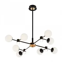 Люстра на штанге LED Ferrara-71040 277010/8 BK/GD Arte Milano белая на 1 лампу, основание чёрное в стиле современный 