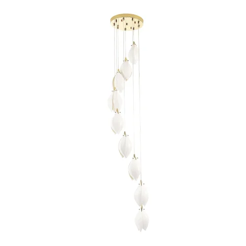 Светильник подвесной FLOWERS SP9 Crystal Lux белый 9 ламп, основание золотое в стиле флористика каскад фото 3
