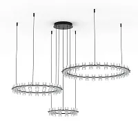 Люстра подвесная LED Monna 1933/06 SP-120 Divinare прозрачная на 1 лампу, основание чёрное в стиле современный кольца