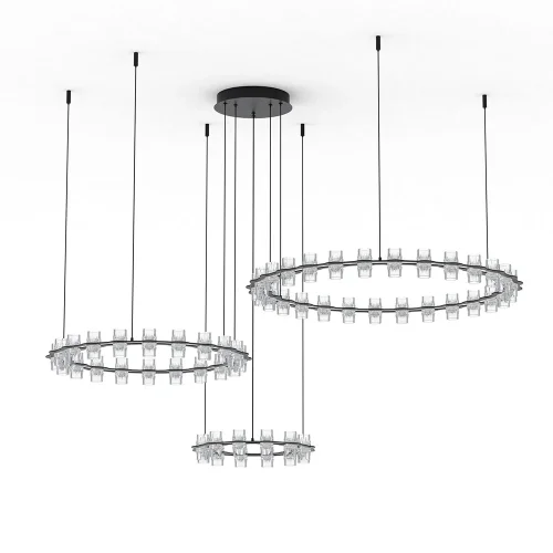Люстра подвесная LED Monna 1933/06 SP-120 Divinare прозрачная на 1 лампу, основание чёрное в стиле современный кольца